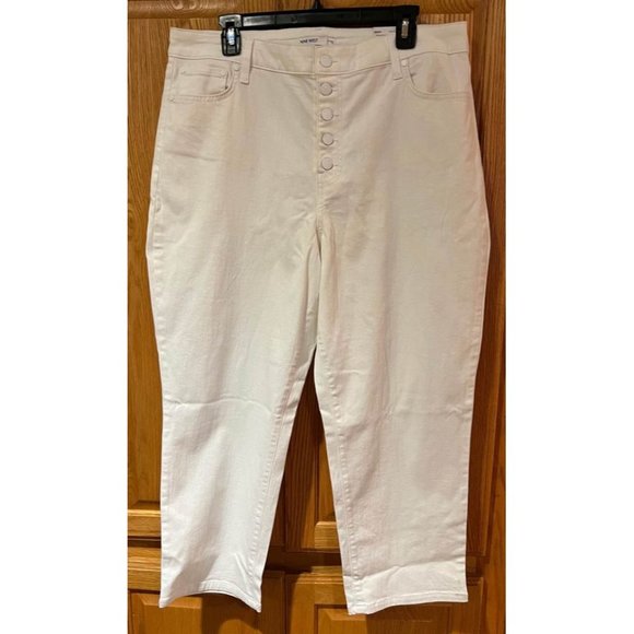 Nine West Orchard White High Rise Crop Straight Button Fly Jeans Plus Size‎ 18 - Picture 3 of 9